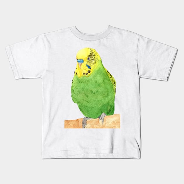 budgie bird parrot watercolor Kids T-Shirt by Oranjade0122